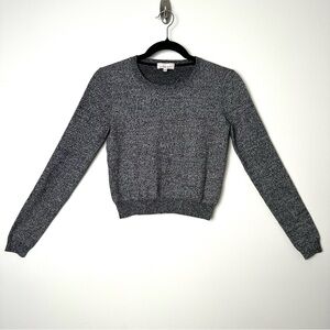 Sunday Best Marled Charcoal Gray Cropped Crewneck Sweater
